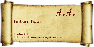 Anton Apor névjegykártya